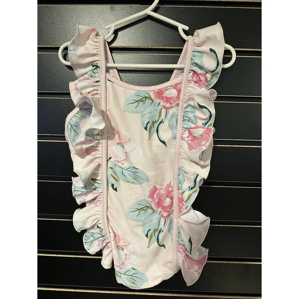 Sweet Honey Girls One-Piece Swimsuit Size 5Y Ruffle Front Detail - EUC
